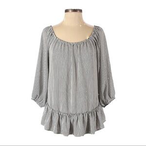 Bailey 44 Christine Pinstripe Off The Shoulder Ruffle Peasant Blouse Size S